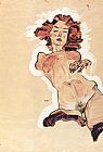 Egon Schiele Feminine act painting
